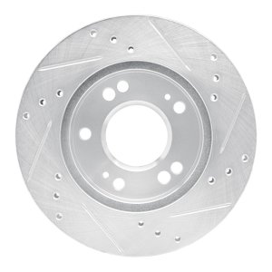 Chrysler SEBRING Brake Rotor (1) - Front Left - R1 Concepts - Drilled & Slotted - Silver - `90-`05